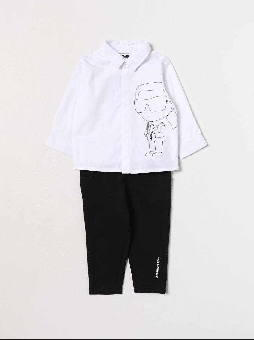 Karl Lagerfeld Kids - Conjunto camisa blanca y leggings negros