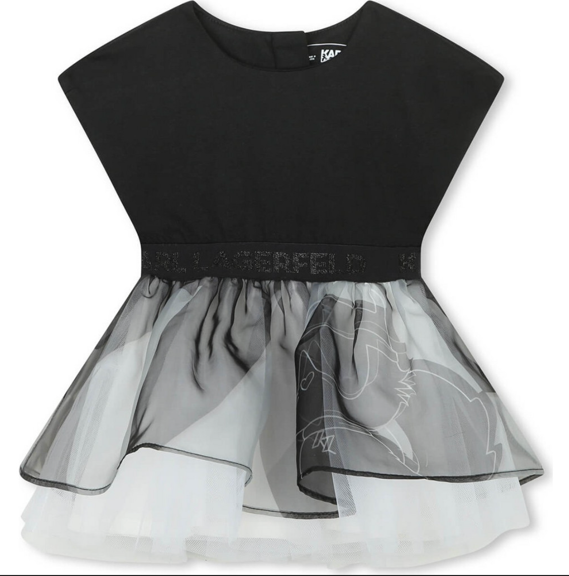 Karl Lagerfeld Kids - Vestido negro con falda de tul bicolor