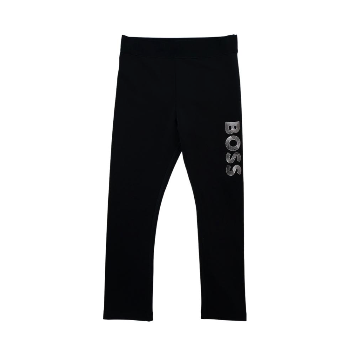 BOSS Leggings Negros con Logo Blanco/plateado