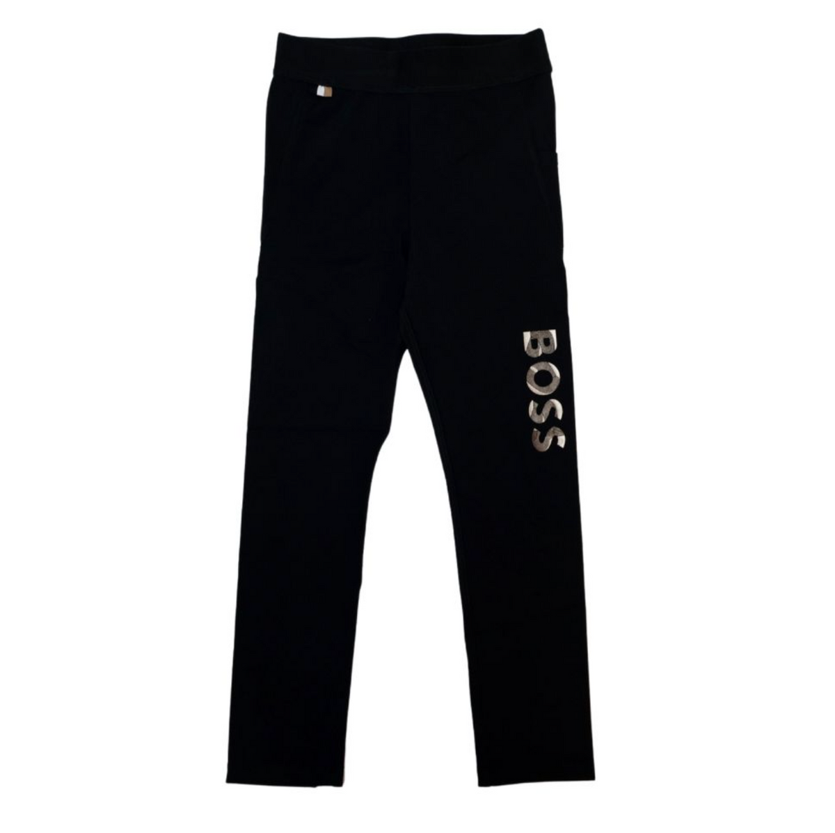 BOSS Leggings Negros con Logo Metálico Plateado