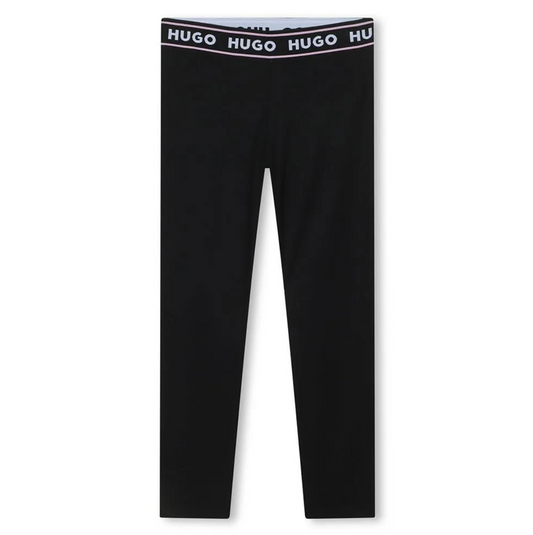 HUGO Leggings Negros con Cintura Logo Elástica
