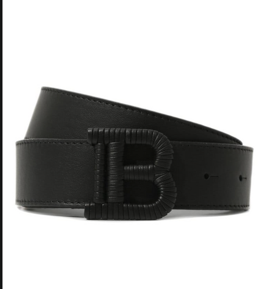 Balmain Cinturón Negro Hebilla Texturizada