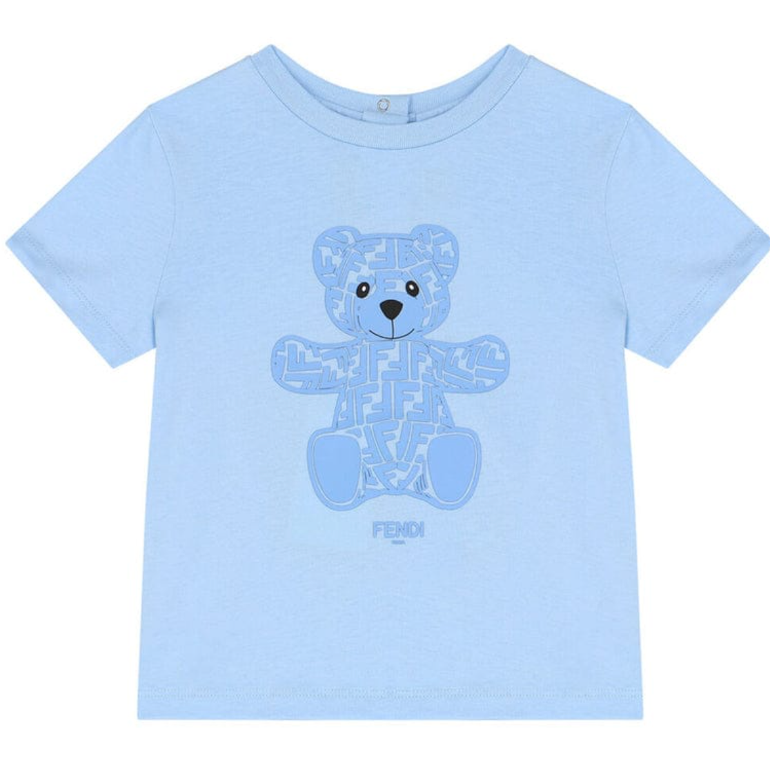Fendi Playera Azul Niño Oso Monograma