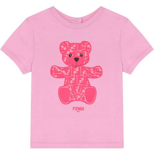 Fendi Playera Rosa Niño Oso Monograma