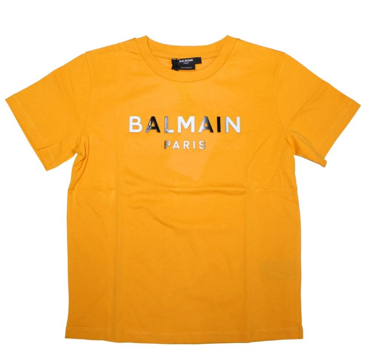 Balmain Paris Playera Amarilla Logo Plateado