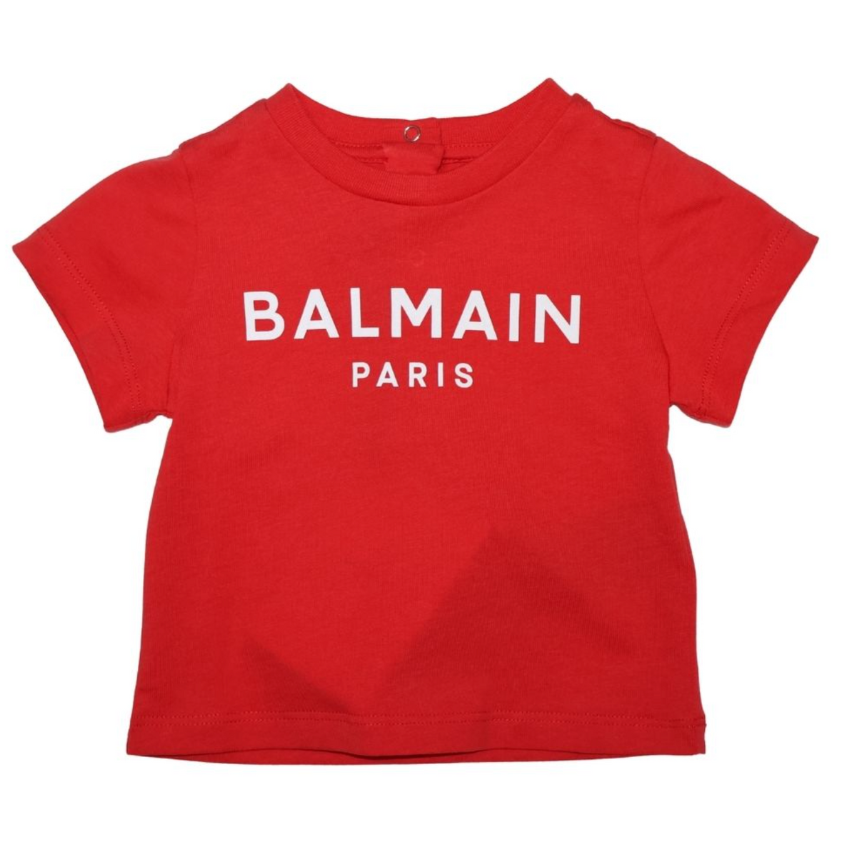 Balmain Paris Playera Roja Logo Blanco