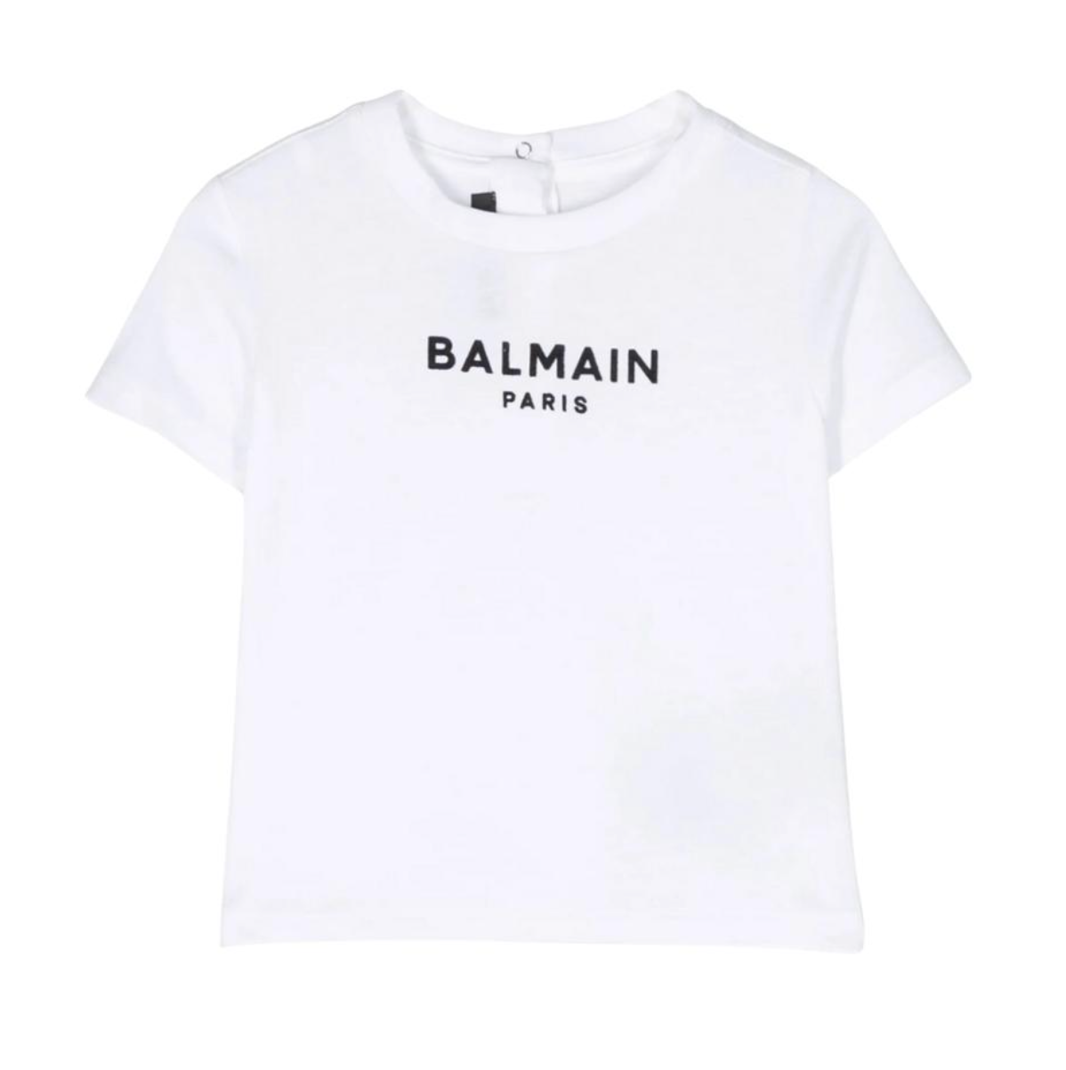 Balmain Paris Playera Blanca Logo Negro Clásico Niño