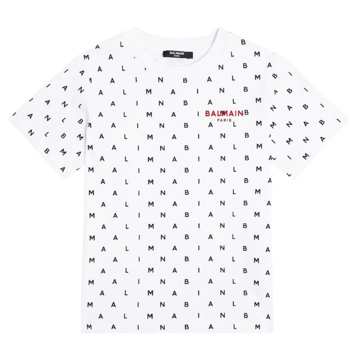 Balmain Paris Playera Blanca Estampado All Over