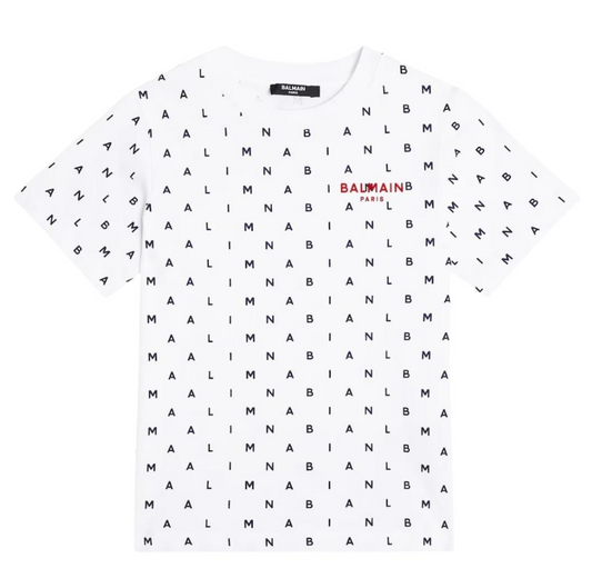 Balmain Paris Playera Blanca Estampado All Over