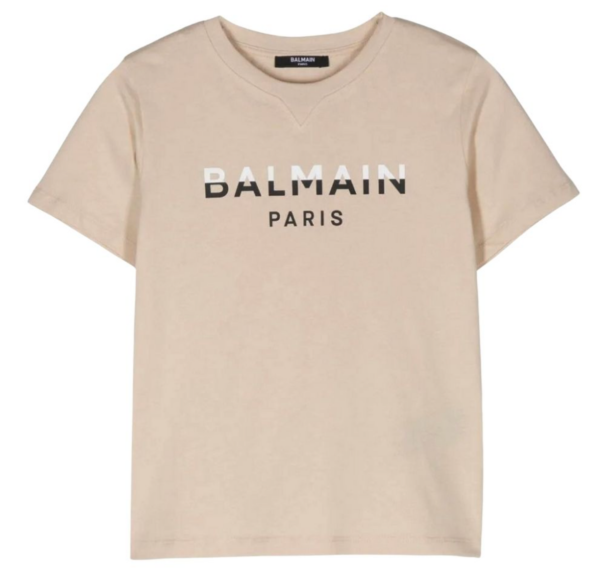 Balmain Paris Playera Beige Logo Negro