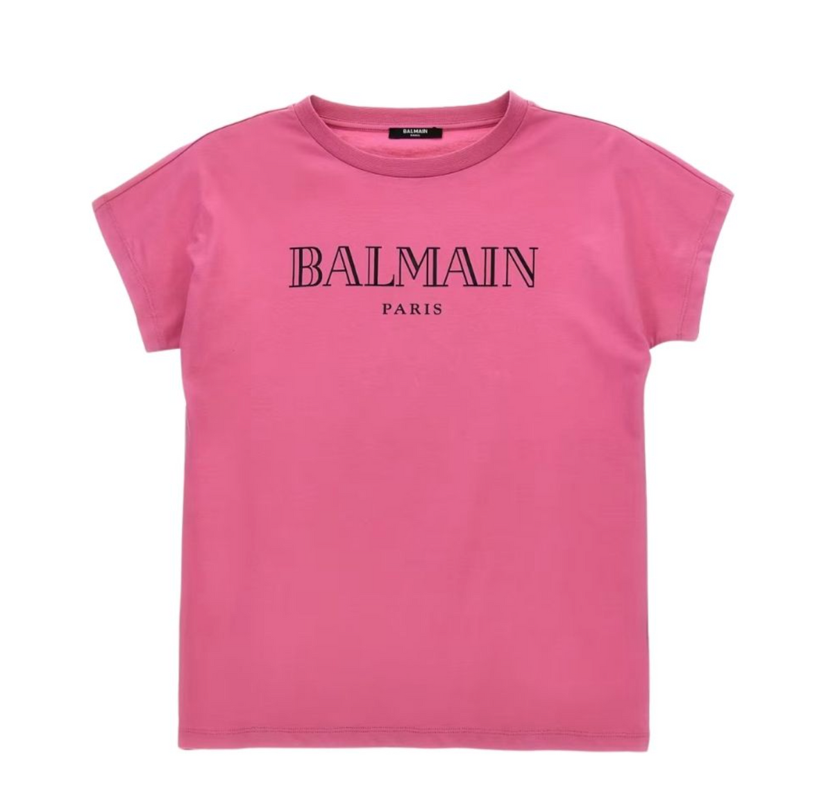 Balmain Paris Playera Rosa Logo Negro Gótico
