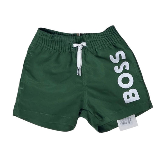 Short Boss Verde Para Niño con Logotipo Vertical