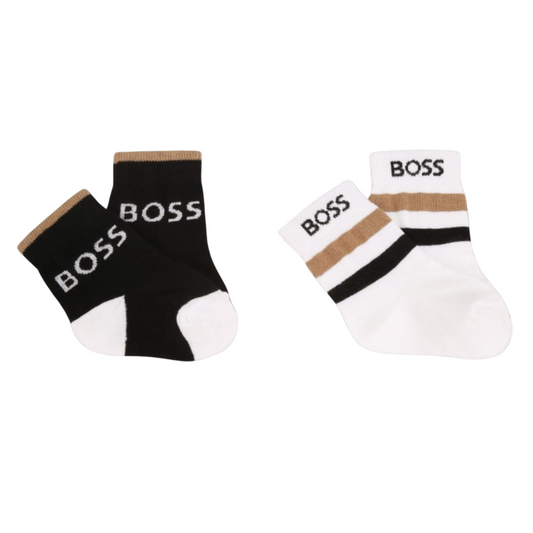 Pack de calcetines BOSS para bebé en negro, blanco y camel