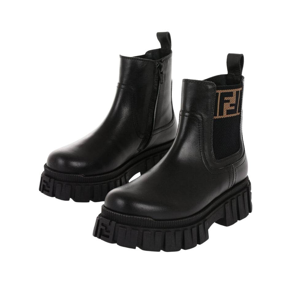 Fendi botas Chelsea negras con plataforma y logo FF