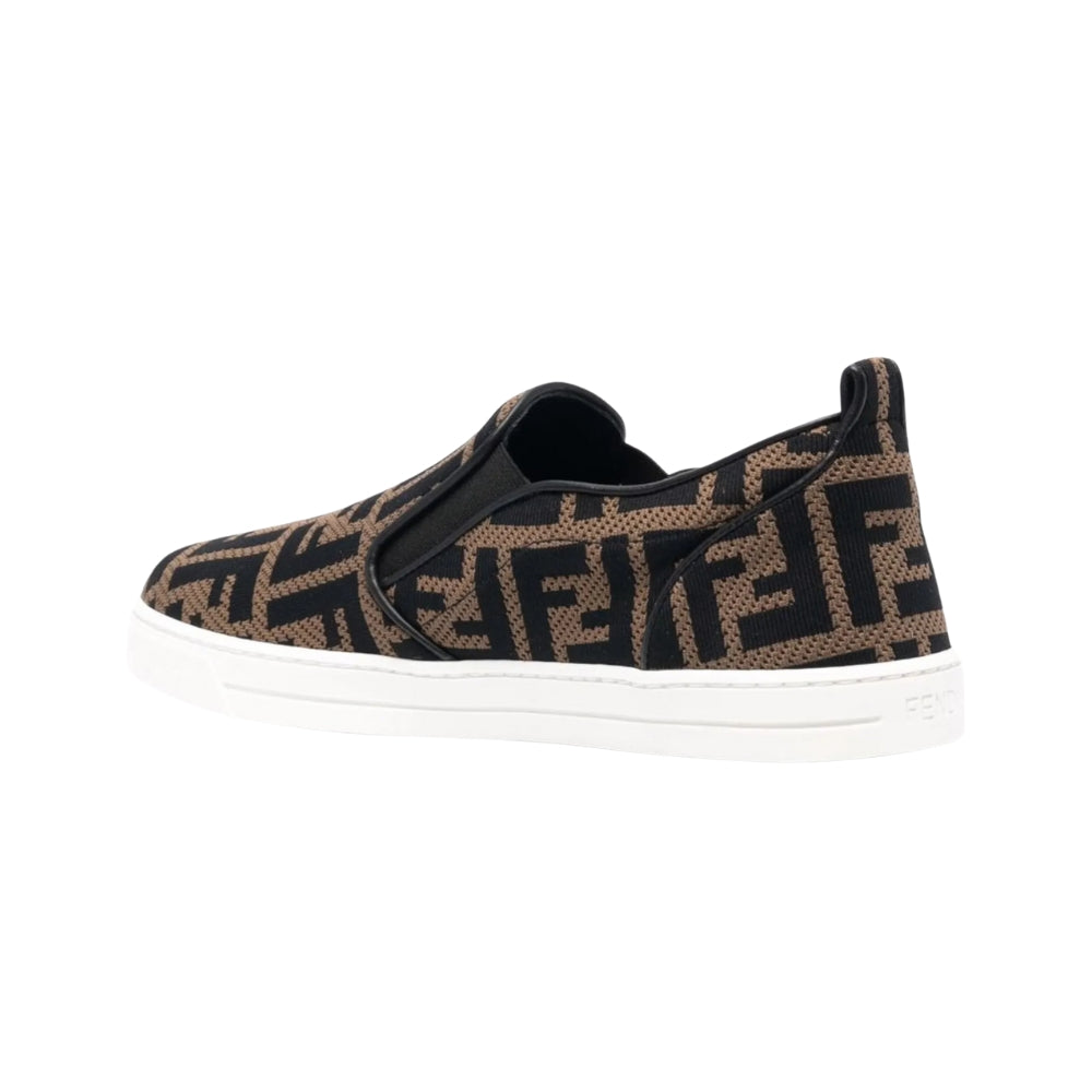 Fendi slip-on con estampado integral FF en marrón y negro
