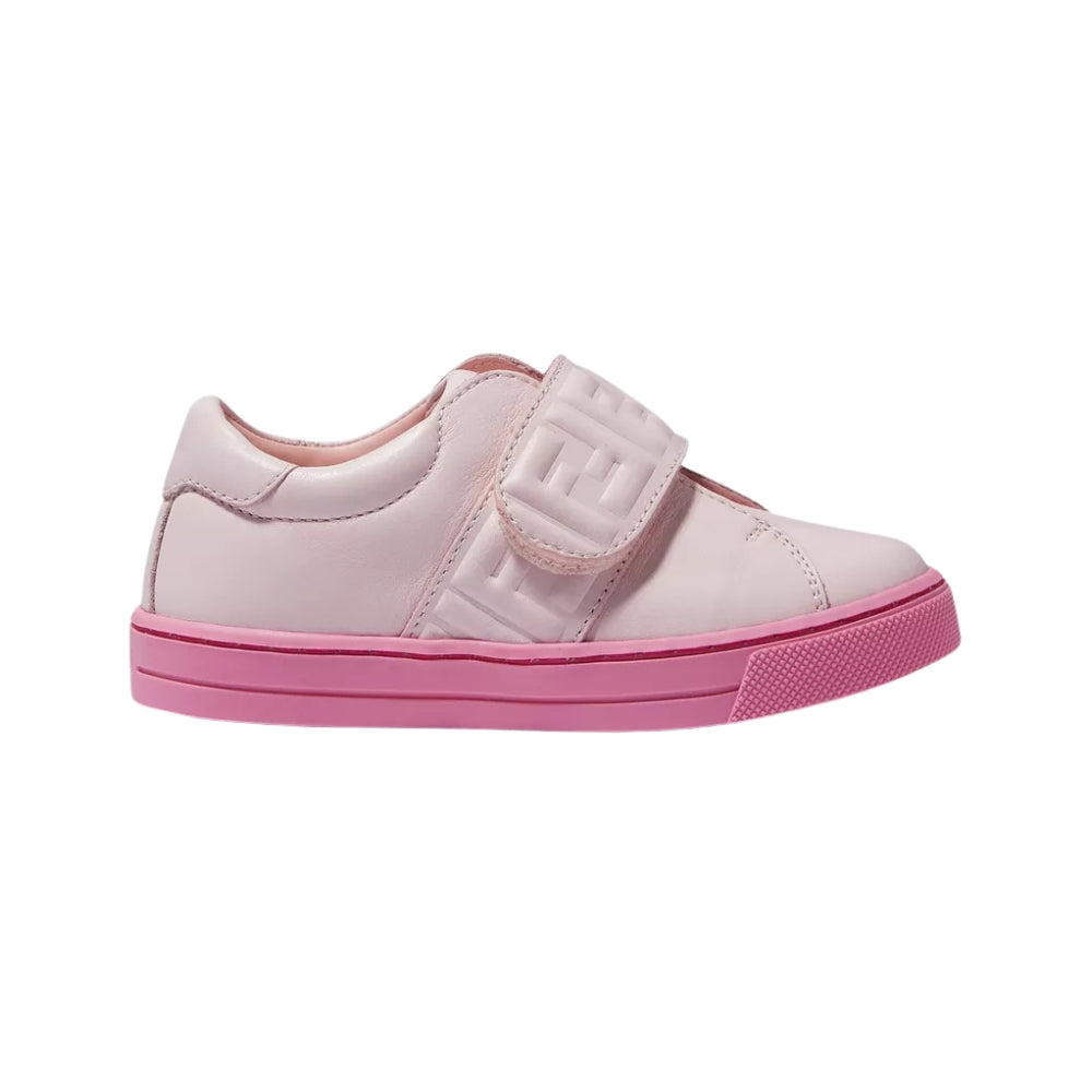 Fendi sneakers rosa con correa de velcro y logo FF en relieve