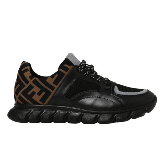 Fendi sneakers negras con paneles de malla y logo FF en el talón