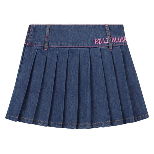 Falda Infantil Billie Blush de Mezclilla con Pliegues