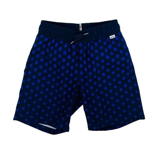 Short Boss Azul Marino Para Niño con Estampado Monograma