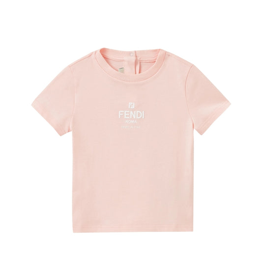 Fendi Kids Playera Rosa Logo Roma Made in Italy
