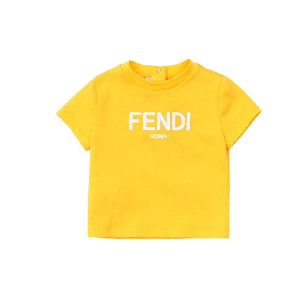 Fendi Kids Playera Amarilla Logo Roma
