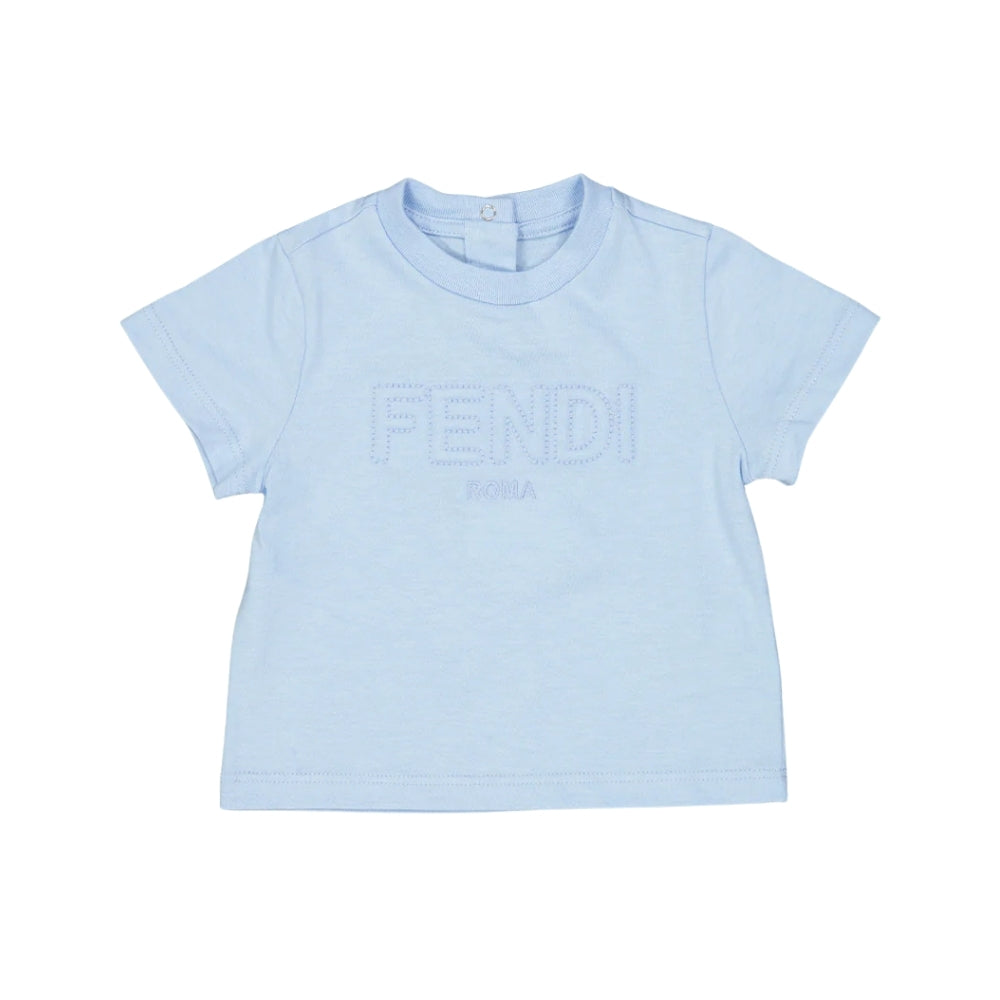 FENDI ROMA - Playera Azul con Logo Bordado
