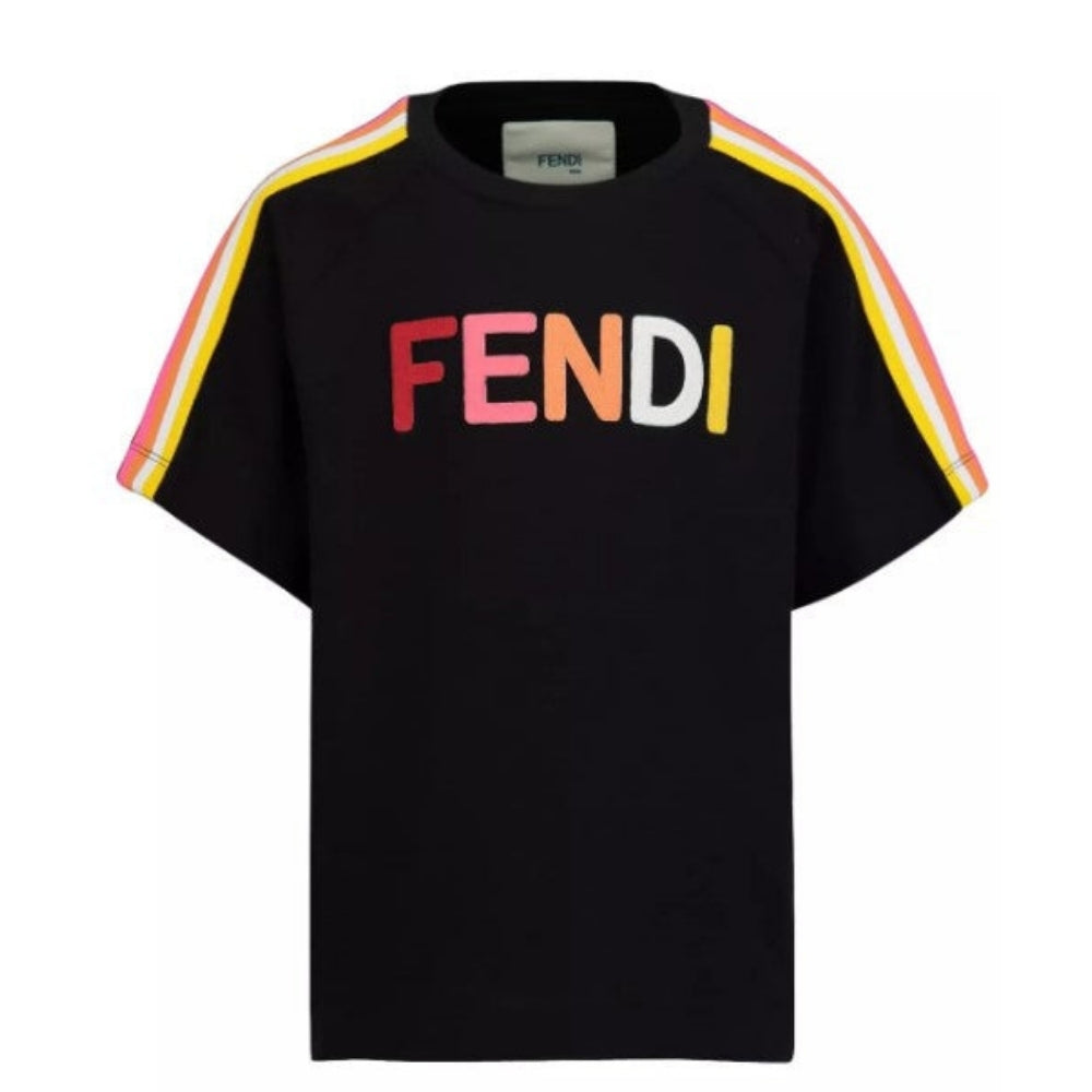 Playera negra Fendi con logo multicolor