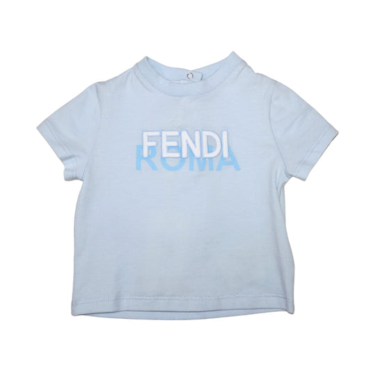 Fendi Kids Playera Azul Claro Logo Roma 3D