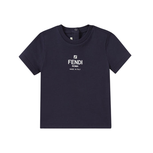 Fendi Kids Playera Azul Marino Logo Roma Made in Italy