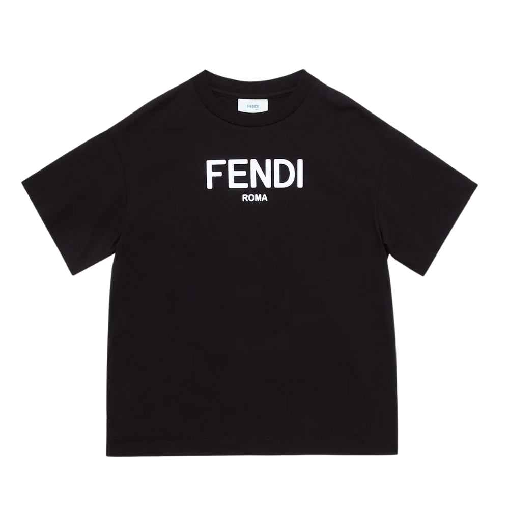 Fendi Roma Playera Negra Logo Blanco