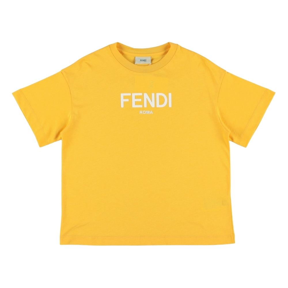 Fendi Roma Playera Amarilla Logo Blanco