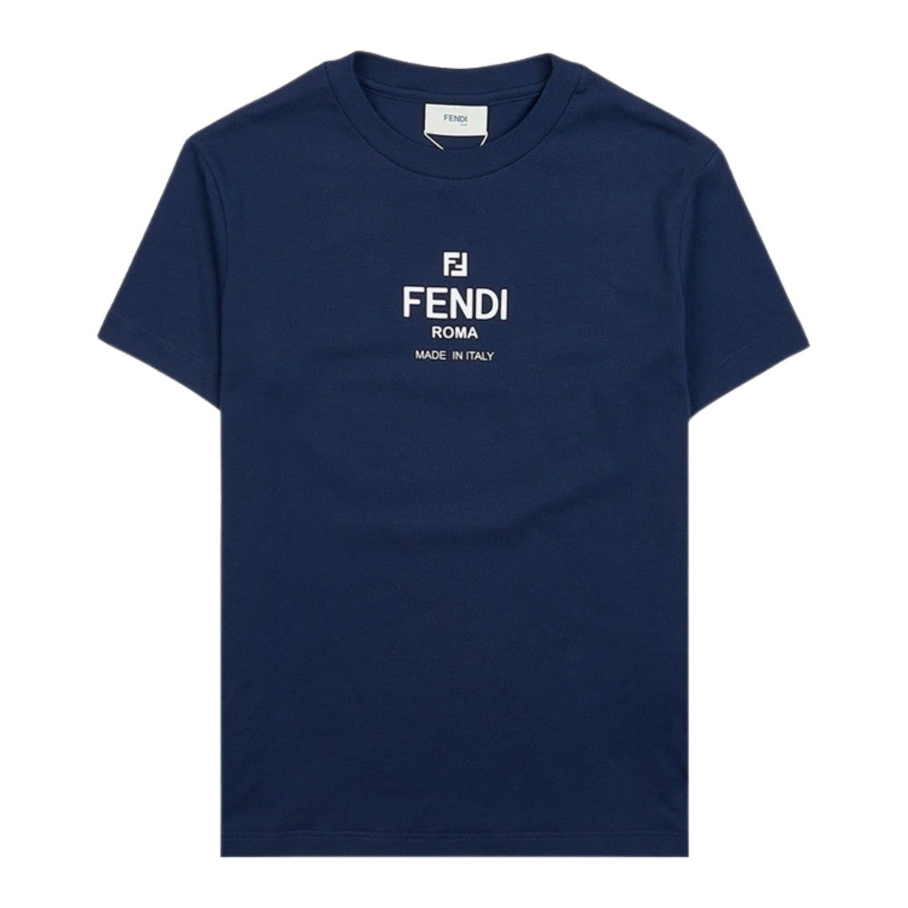 Fendi Roma Playera Azul Marino Logo Blanco
