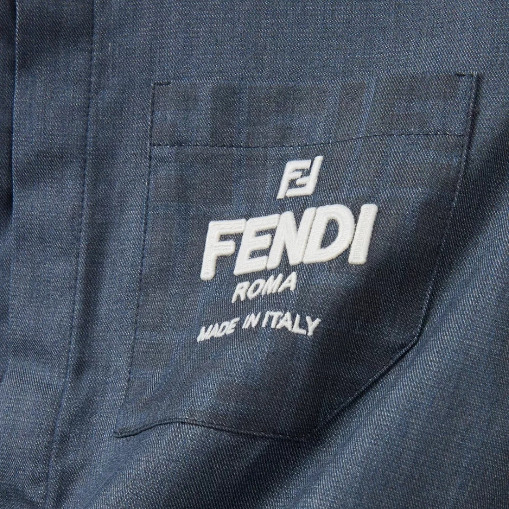 Fendi Roma Camisa Negra Bordada