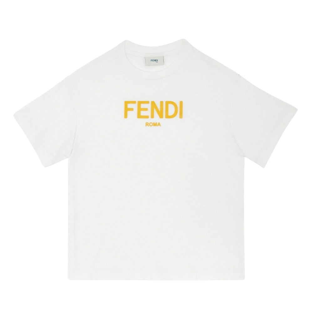 Fendi Roma Playera Blanca Logo Amarillo