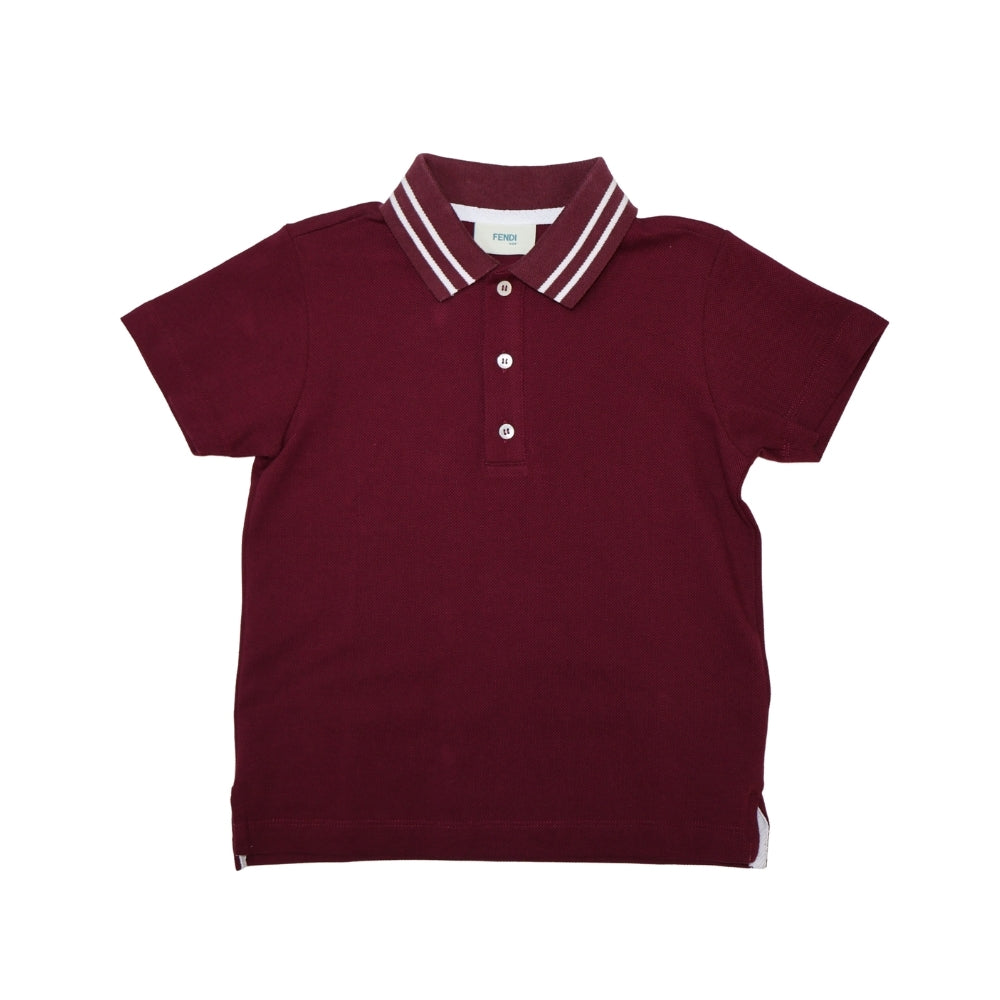 Fendi Polo Vino con Cuello a Rayas