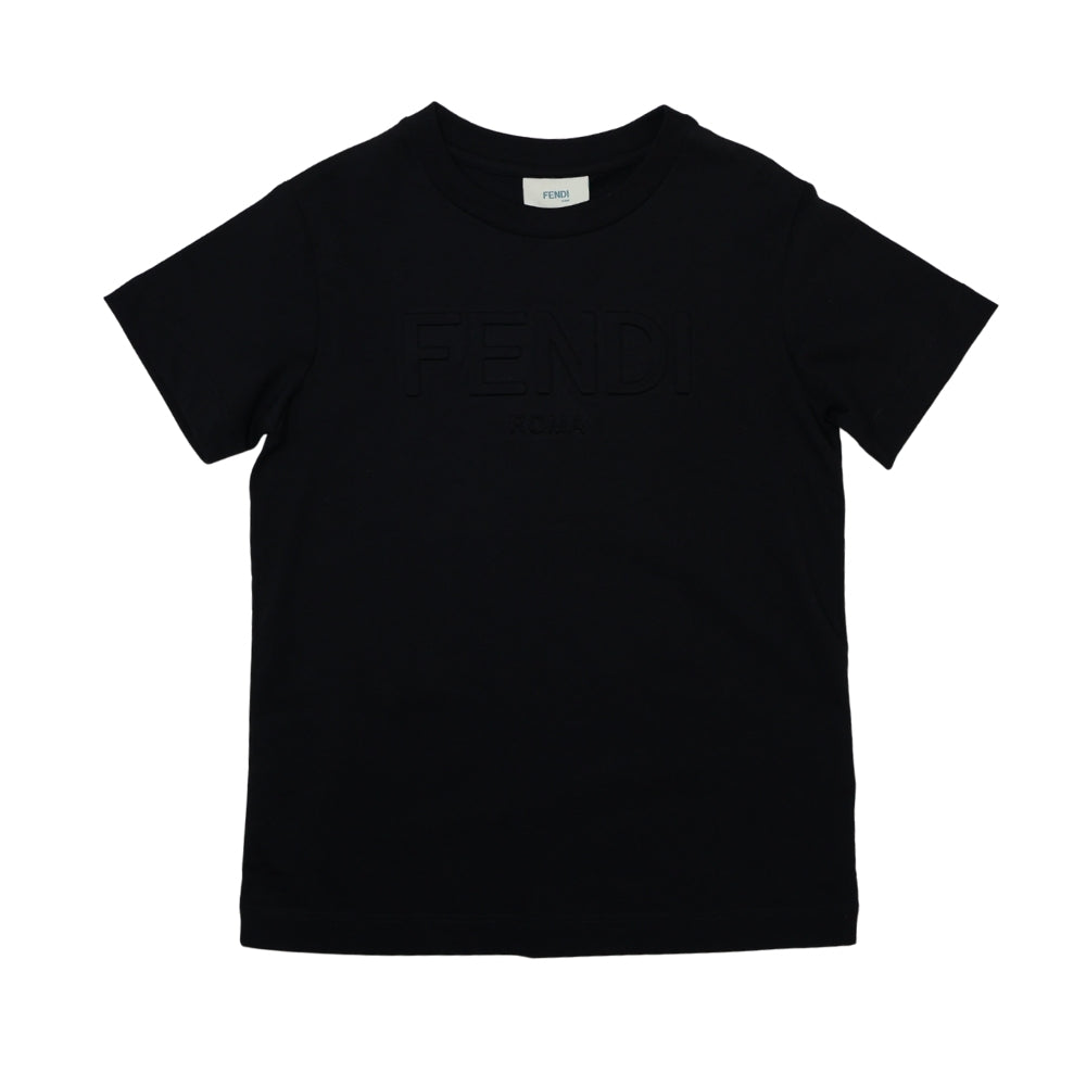 Fendi Roma Playera Negra Logo Relieve