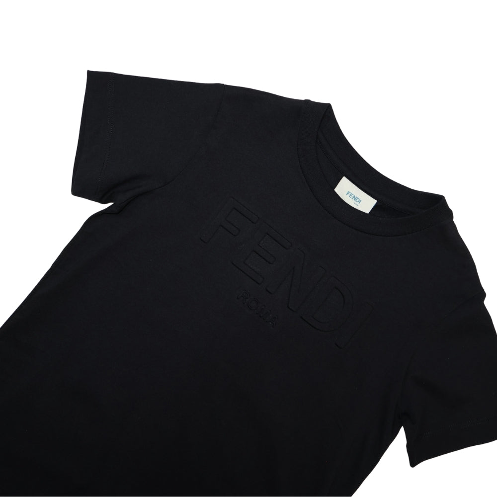 Fendi Roma Playera Negra Logo Relieve
