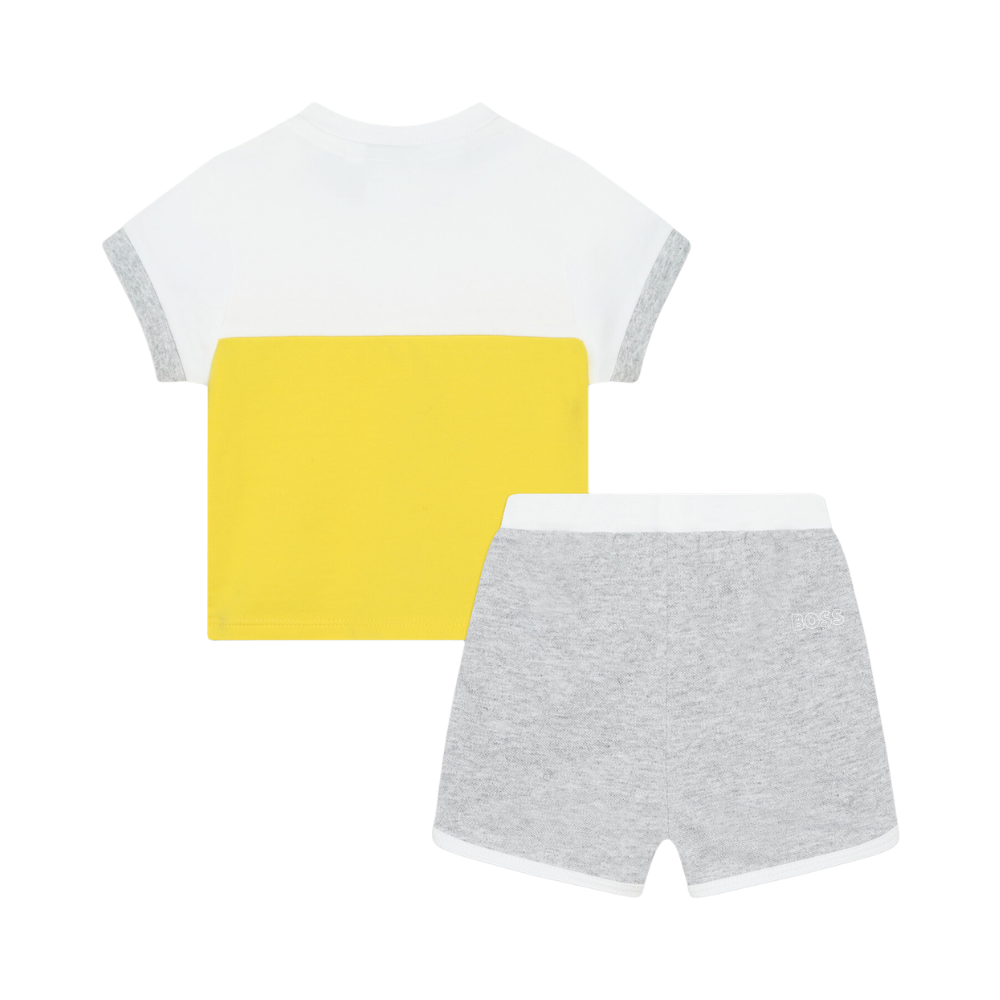 Conjunto Infantil BOSS Blanco, Amarillo y Gris