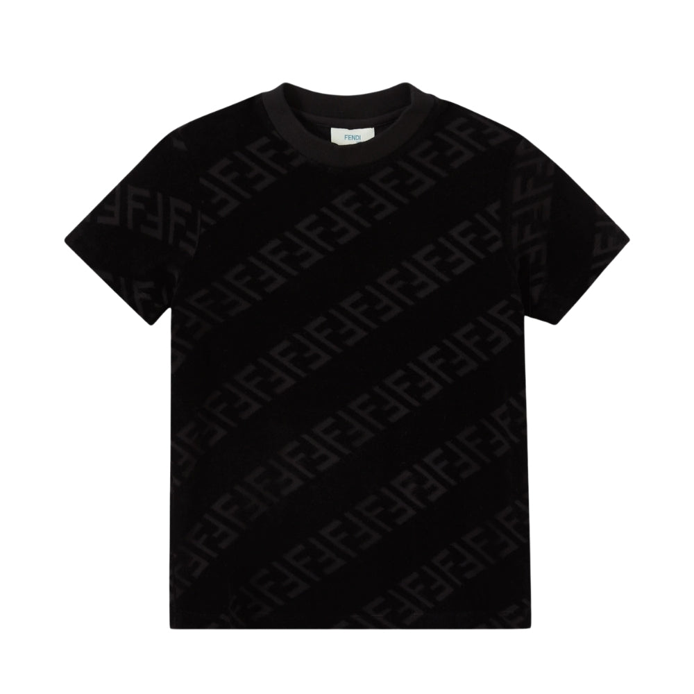 Playera Fendi Negra con Monograma FF en Terciopelo