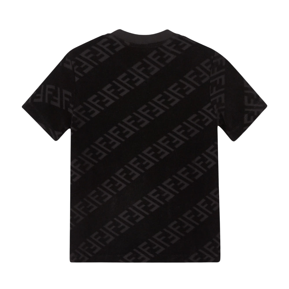 Playera Fendi Negra con Monograma FF en Terciopelo