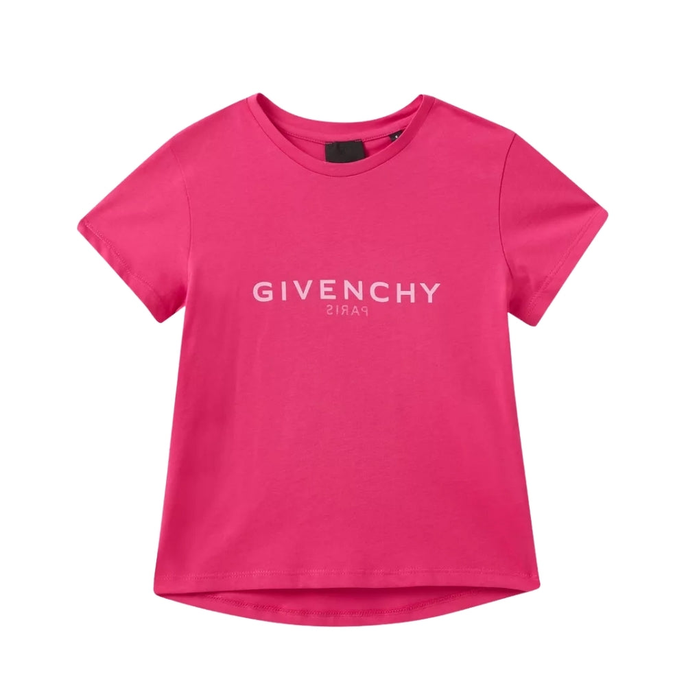 Givenchy Playera Fucsia Niño Logo Blanco