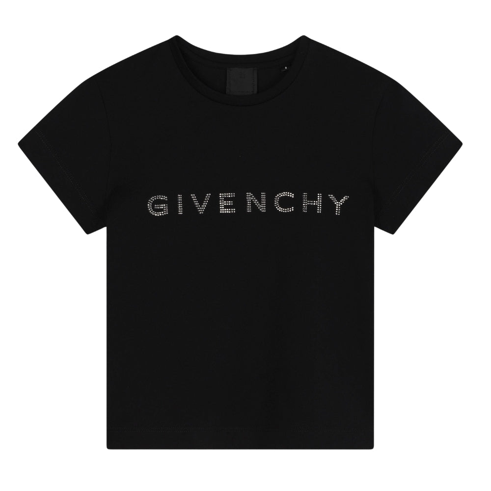 Givenchy Playera Negra Niña Logo Brillante