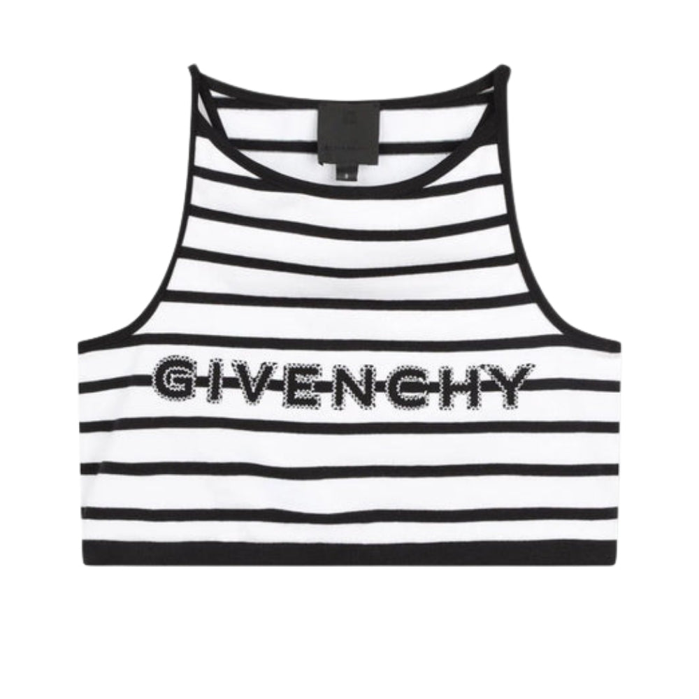 Givenchy Top Rayas Niño Logo Bordado Negro