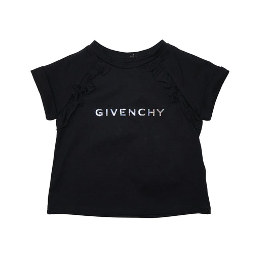 GIVENCHY – Playera Negra con Volantes Laterales