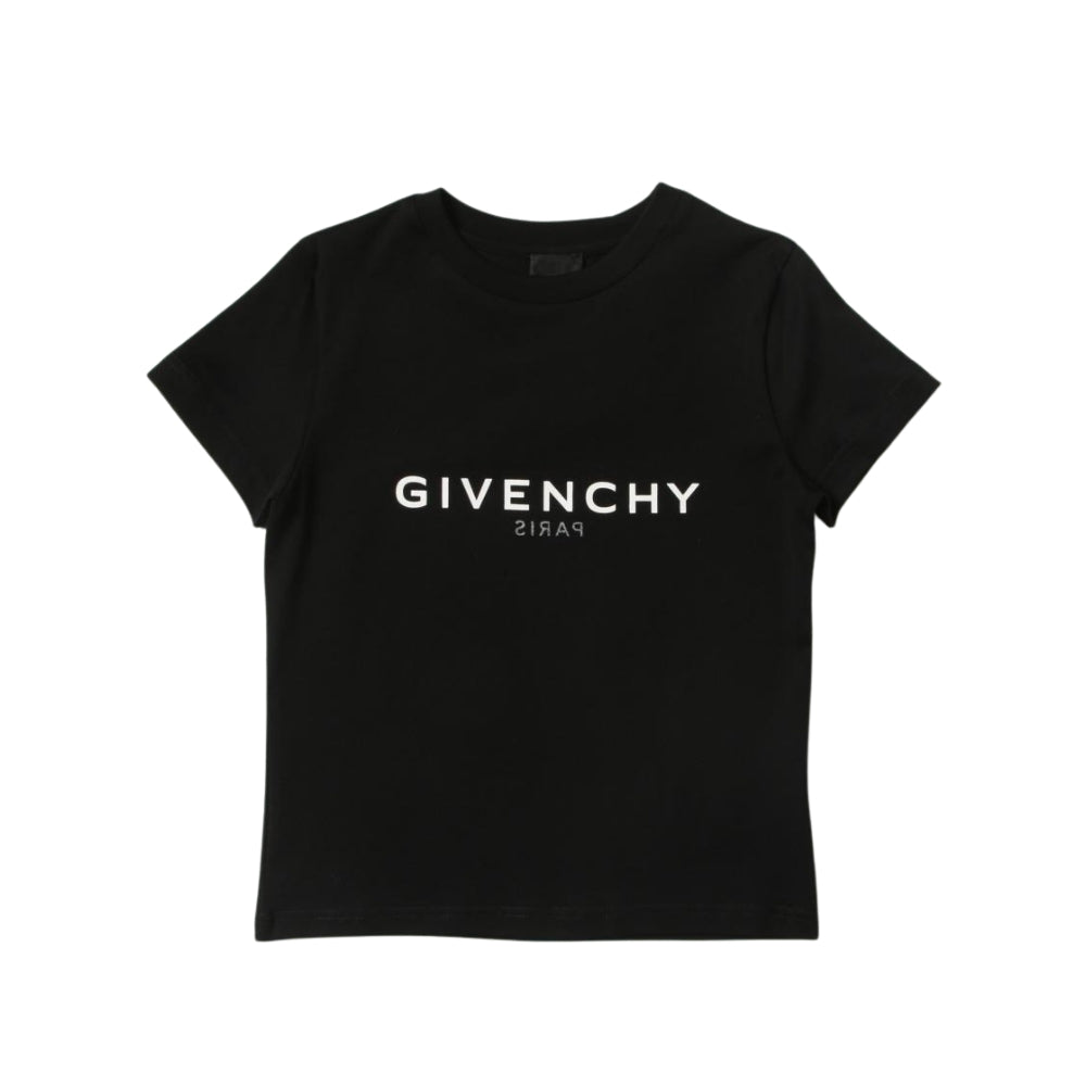 GIVENCHY – Playera Negra con Logo Frontal niña
