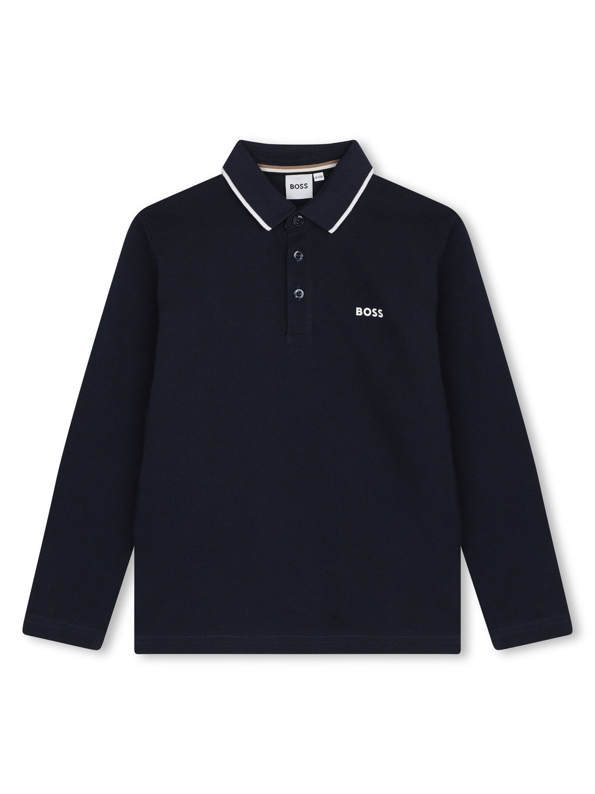 Playera Manga larga  Boss Cuello Polo color azul