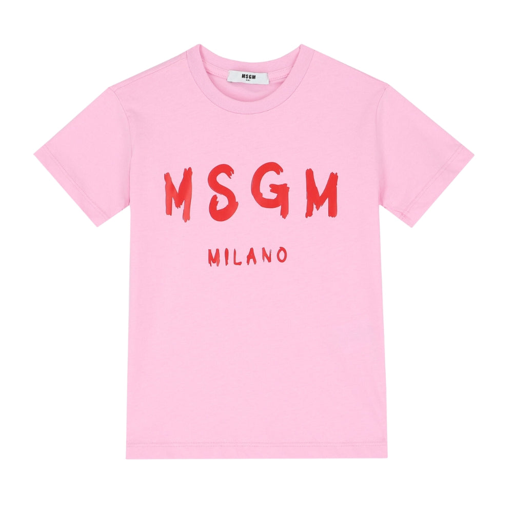 MSGM Playera Rosa bebe Logo Rojo
