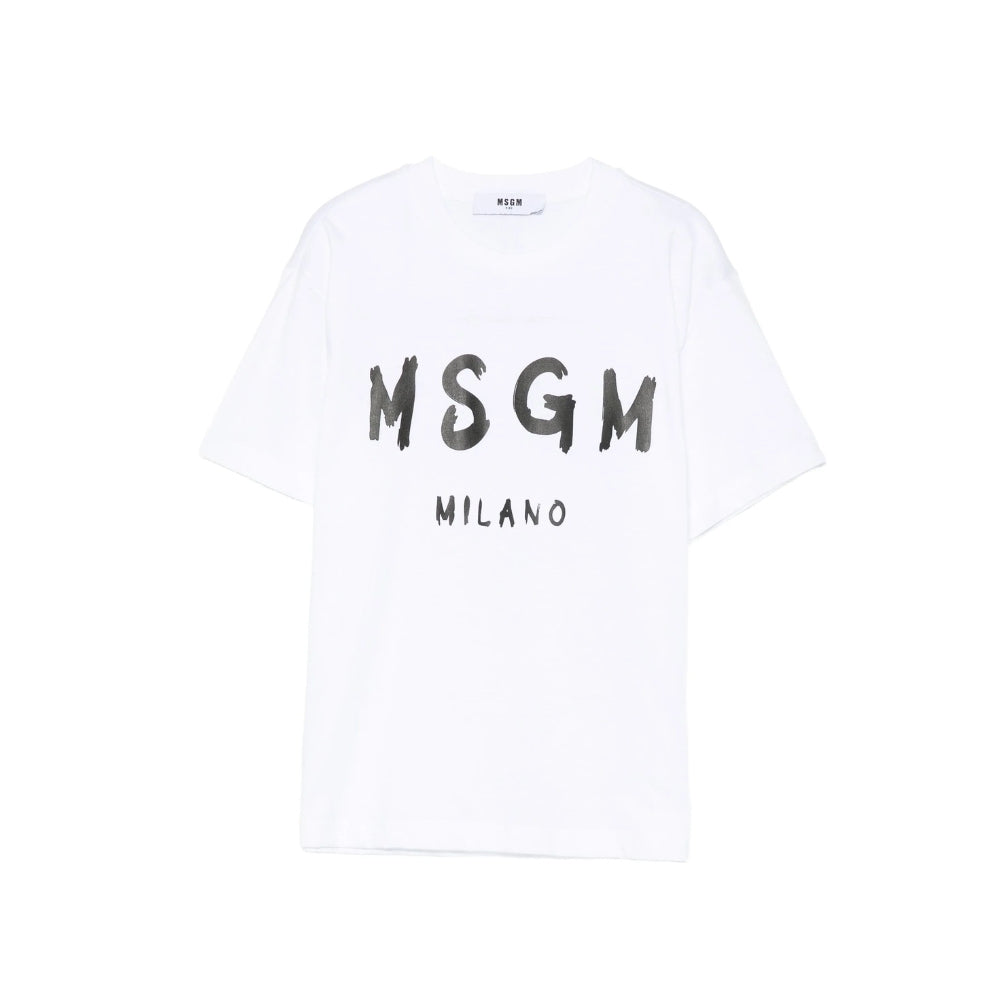 MSGM Playera Blanca BEBE Logo Negro