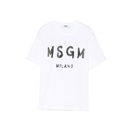 MSGM Playera Blanca BEBE Logo Negro