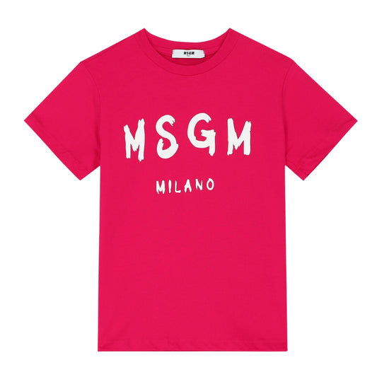 MSGM Playera Fucsia BEBE Logo Blanco